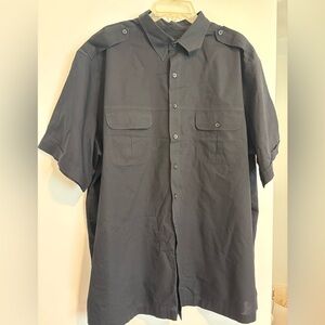 Men's Harbor Bay Casual Button Down Shirt - Black - 2XL.